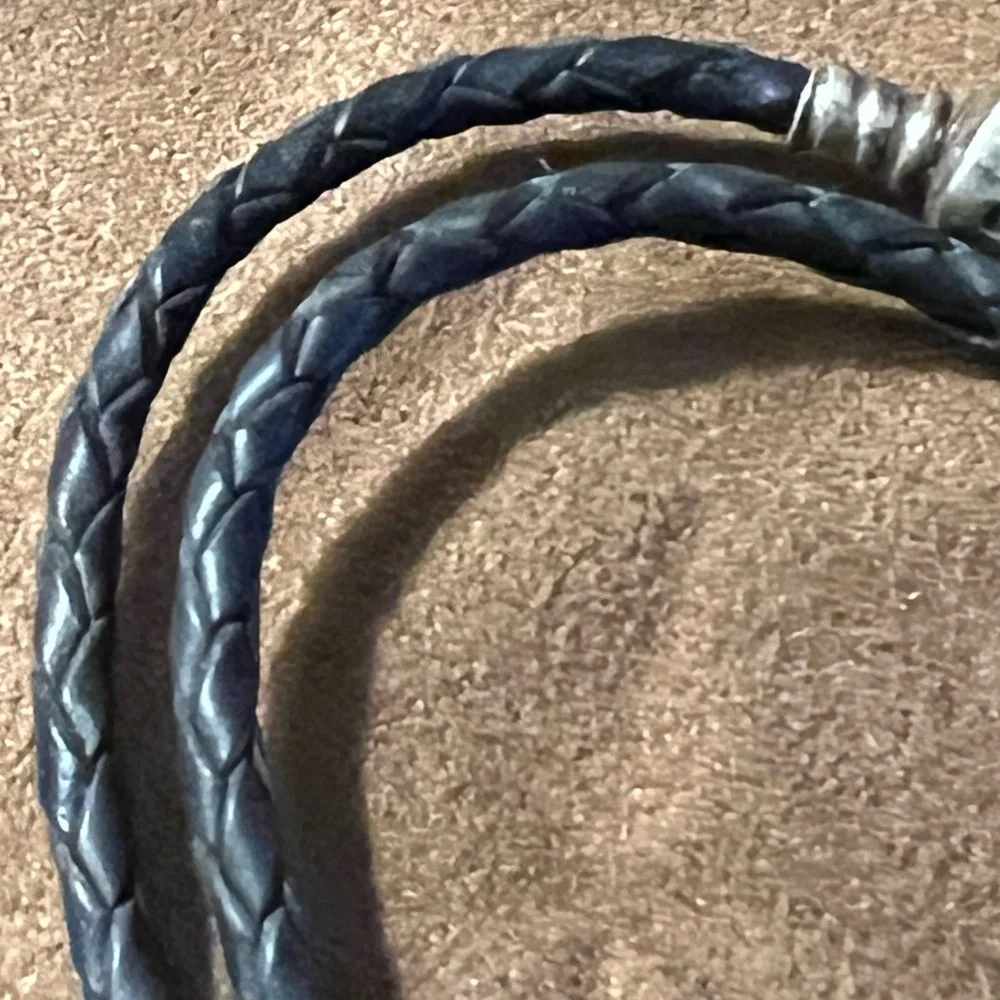 Braided Leather Wrap Bracelet - Black